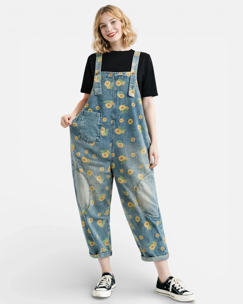 Salopette Jean Motif Printanier