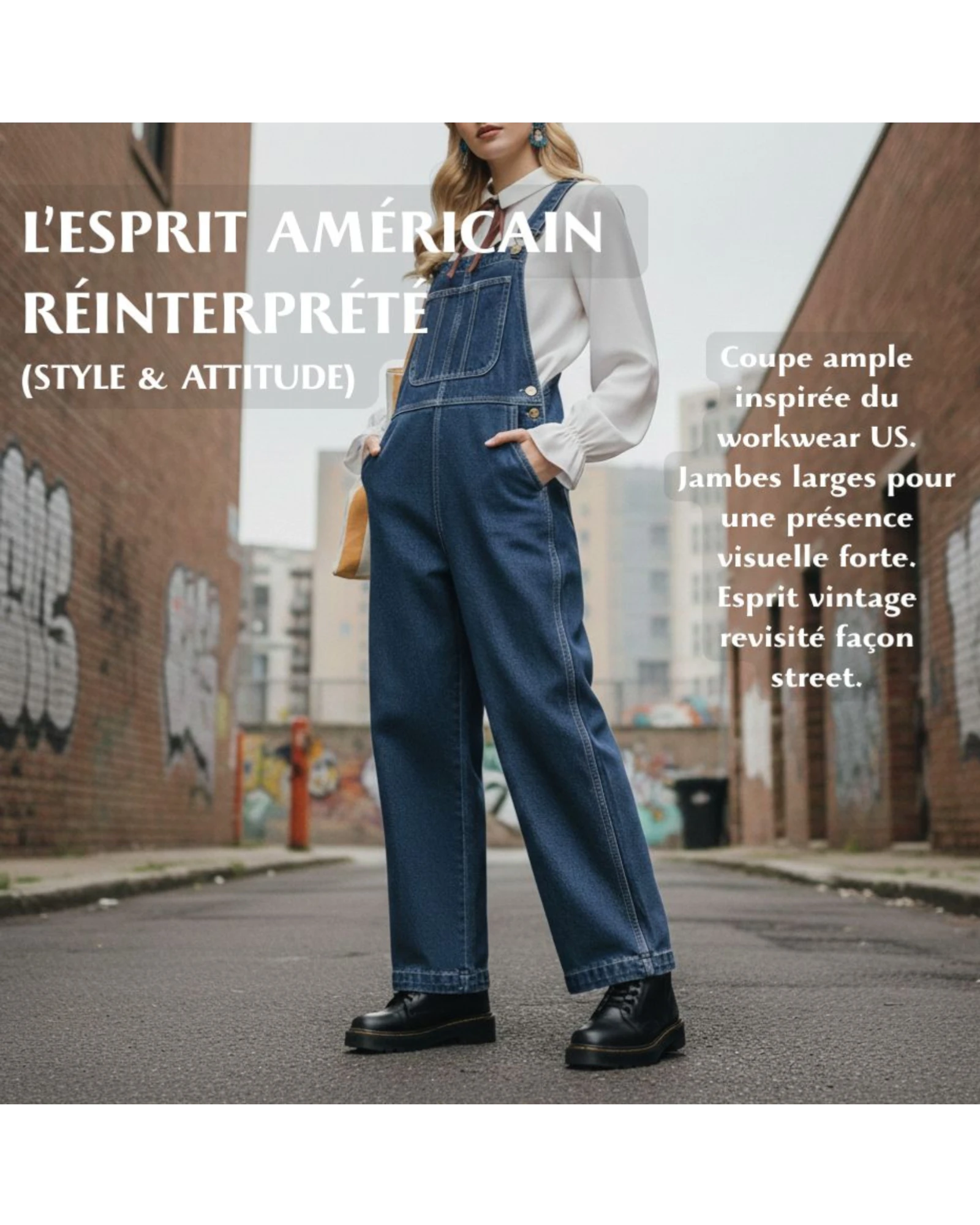 Salopette AmericanOne Bleu Retro