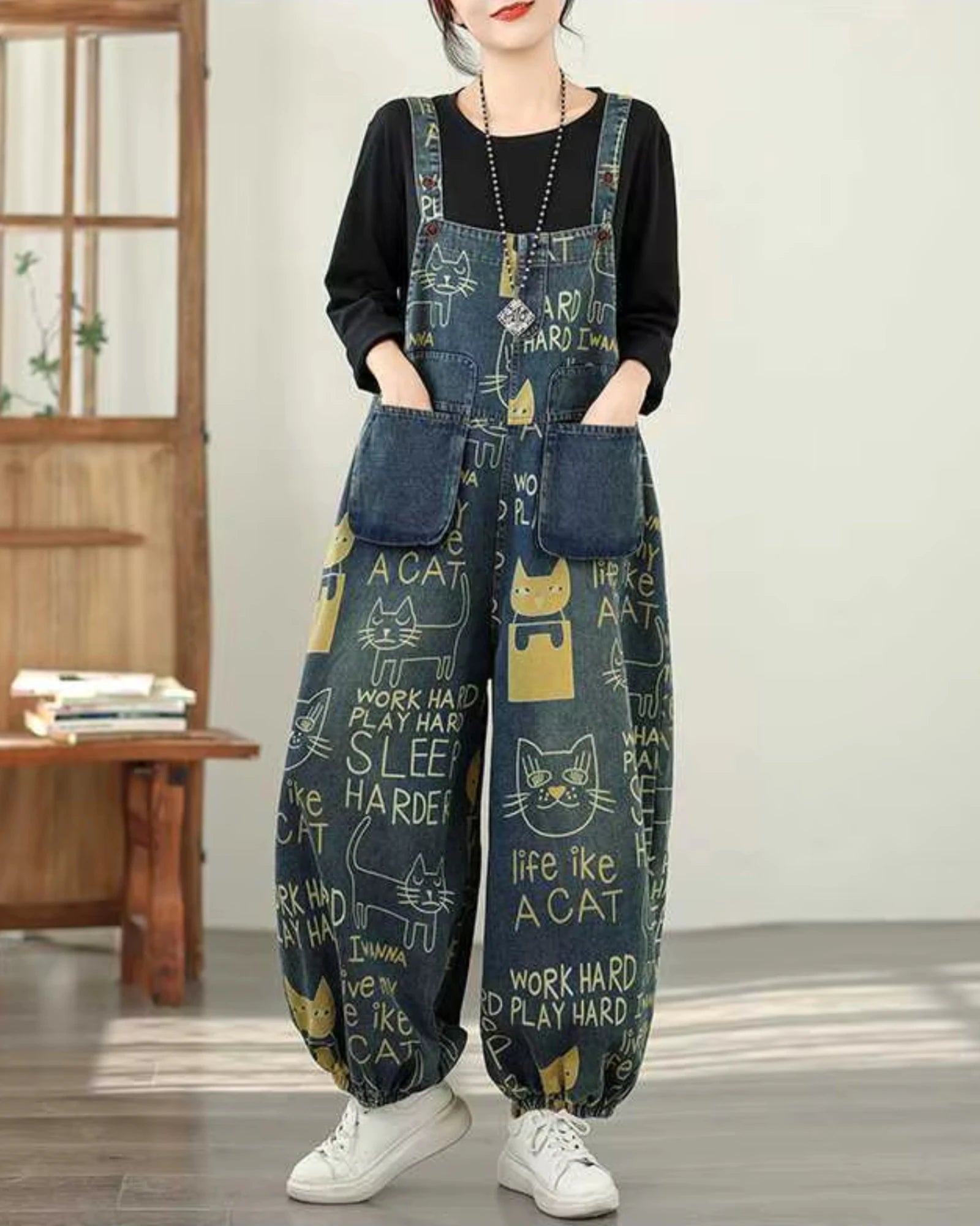 Salopette Motifs Imprimé Style Coréen