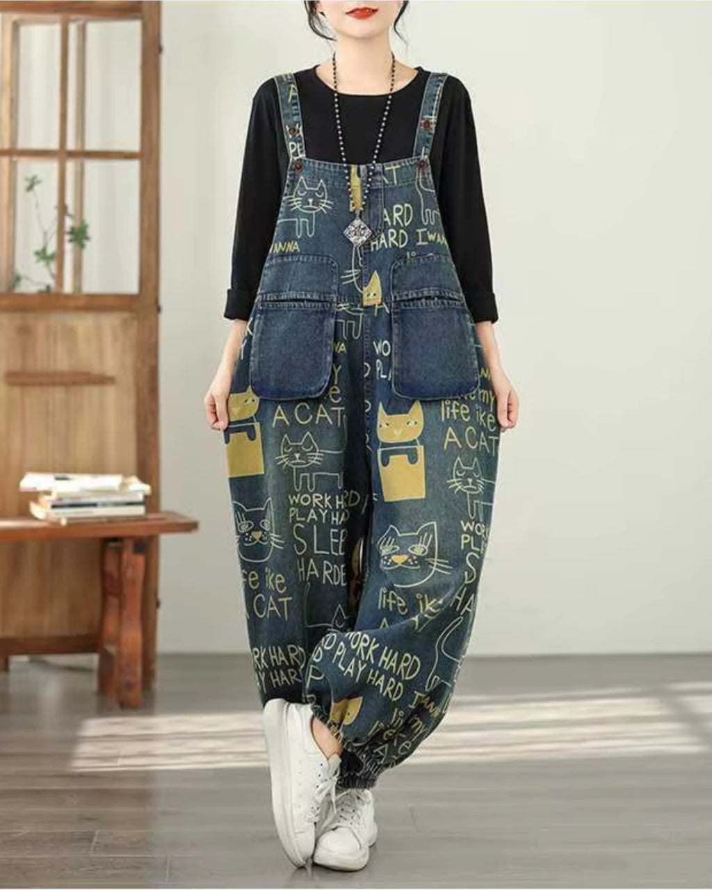 Salopette Motifs Imprimé Style Coréen