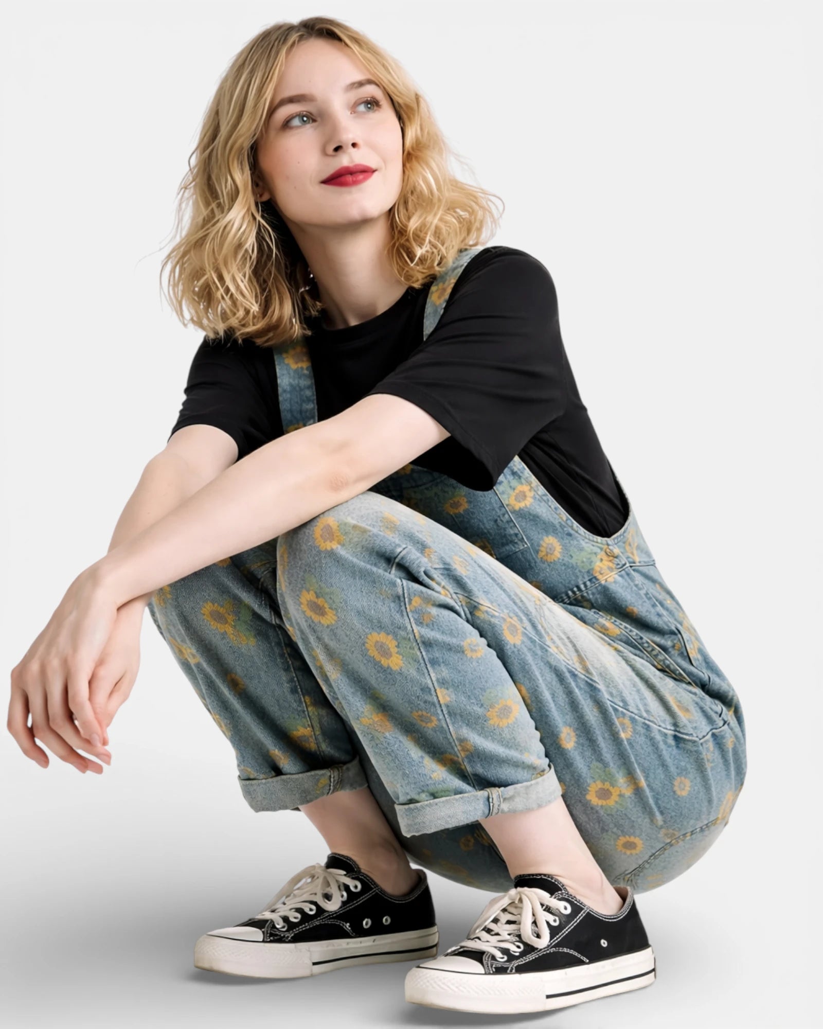 Salopette Jean Motif Printanier