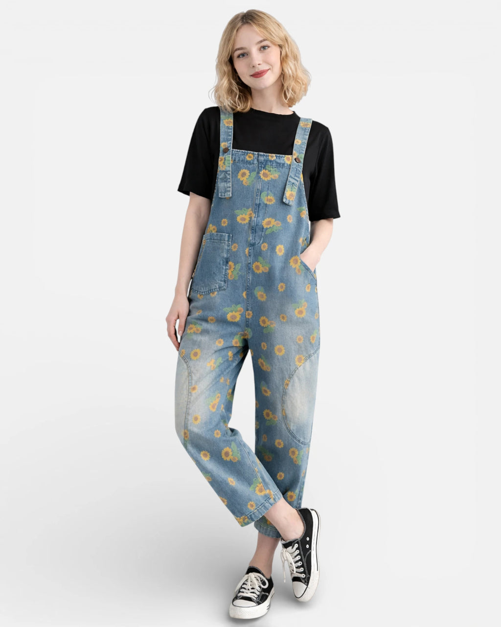 Salopette Jean Motif Printanier