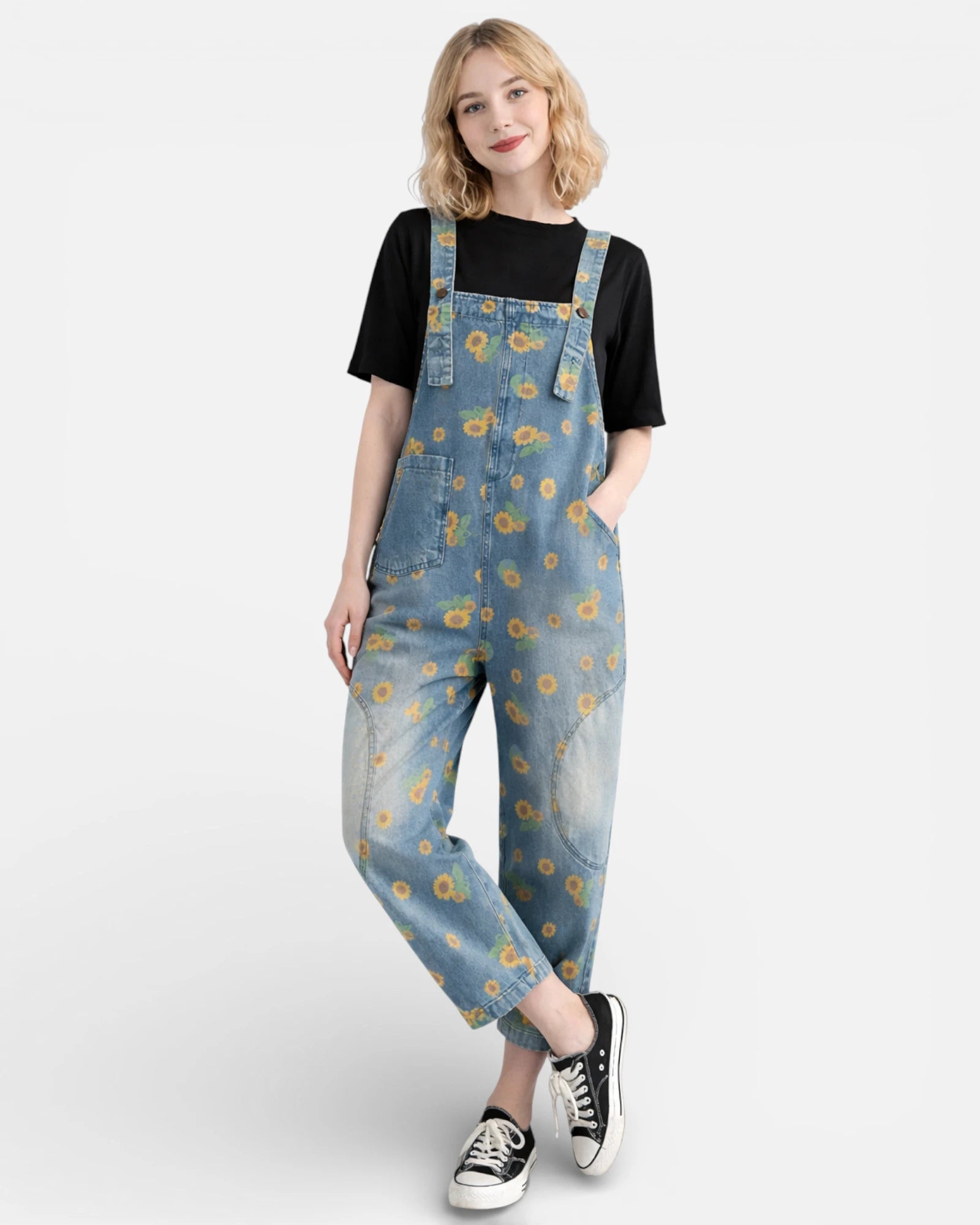 Salopette Jean Motif Printanier