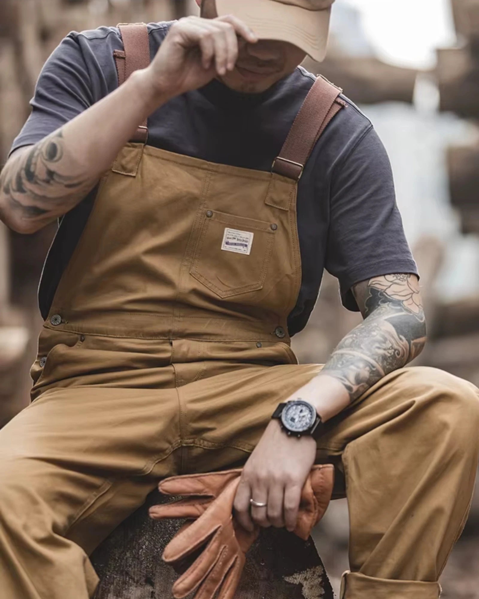 Salopette Travail Vintage Marron